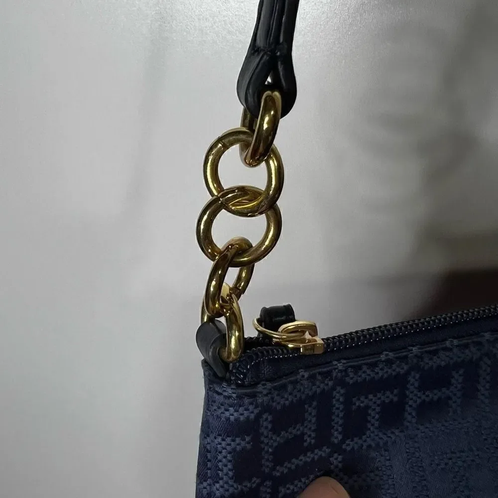 Tommy Hilfiger Women's Navy Blue Synthetic Leather Logo Print Cross Body Bag